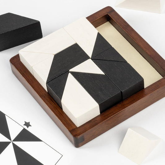 Wooden Hidden Blocks Puzzle Game - 80 Brain Challenges with Solid Wood Box | 3D Logic & Spatial Thinking Toy