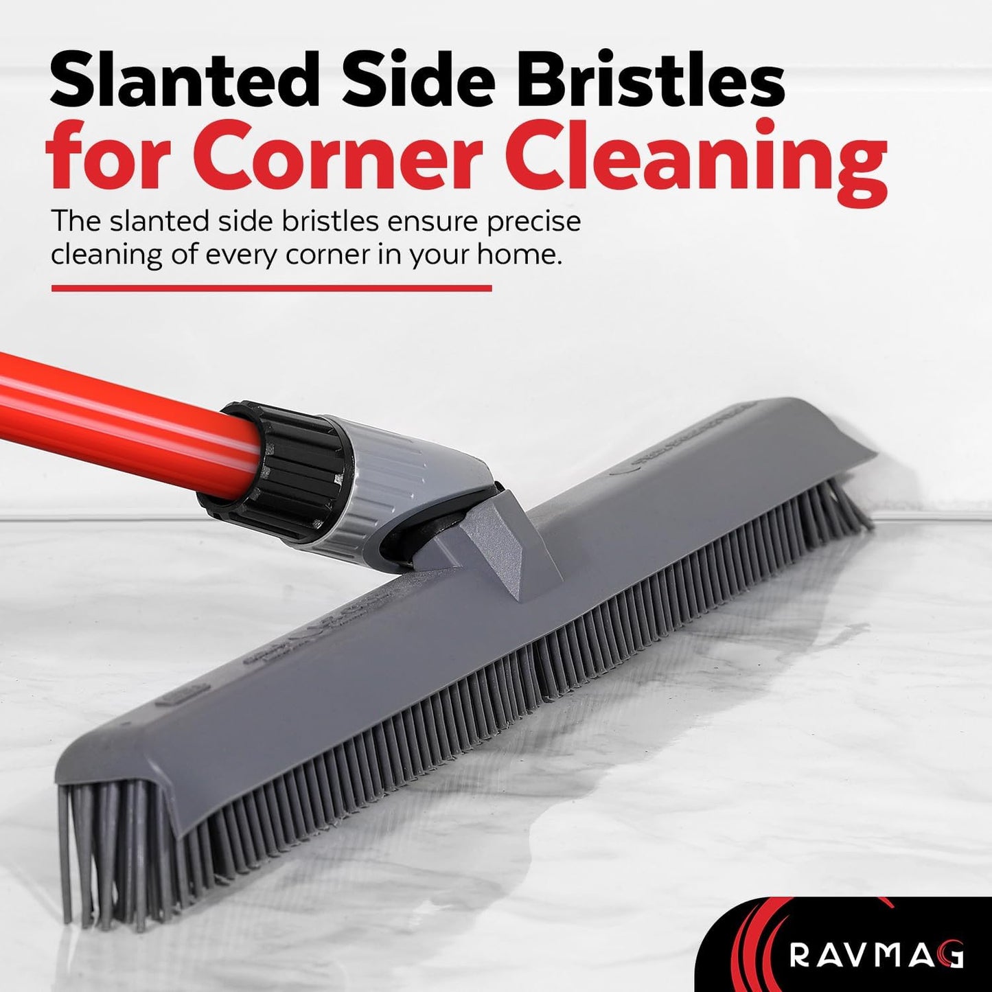 Skiennix 2-in-1 Silicone Rubber Broom | Swivel Pet Hair Removal with Long Handle - Ideal for Carpet & Floors