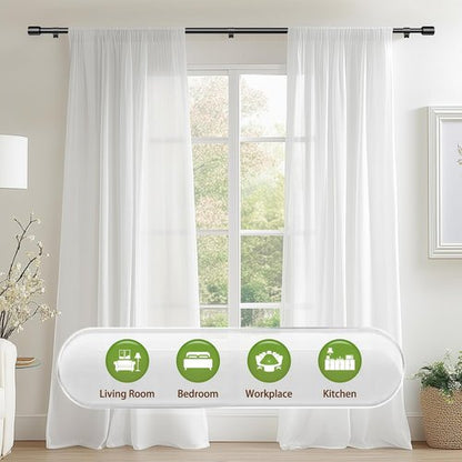 Adjustable Black Curtain Rods by [Brand Name] | 30-120 Inch for Windows | 5/8” Diameter | 2 Pack