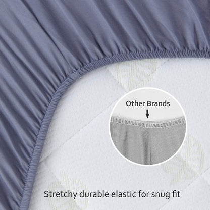 Biloban Crib Sheets - Fitted 2-Pack for Standard Crib Mattresses | Neutral Grey & Navy, 52” x 28”