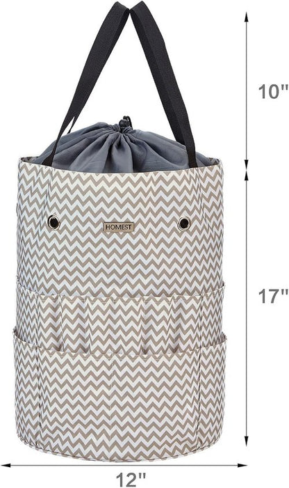 HOMEST Large Crochet Bag - Customized Front Compartment for Yarn Storage | 6 Oversized Grommets, Drawstring Closure