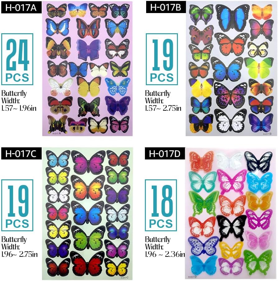 Skiennix 80pcs Butterfly Wall Decor - Waterproof & Removable Plastic Mural Stickers for Home & Party