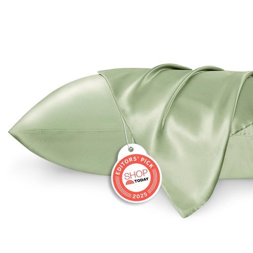 Bedsure Satin Pillowcases, Similar to Silk Pillow Cases Queen Size Set of 2, Pillow Case for Sleeping Women with Envelope Closure, Gifts for Women Men, Sage Green, 20x30 Inches, 2pcs