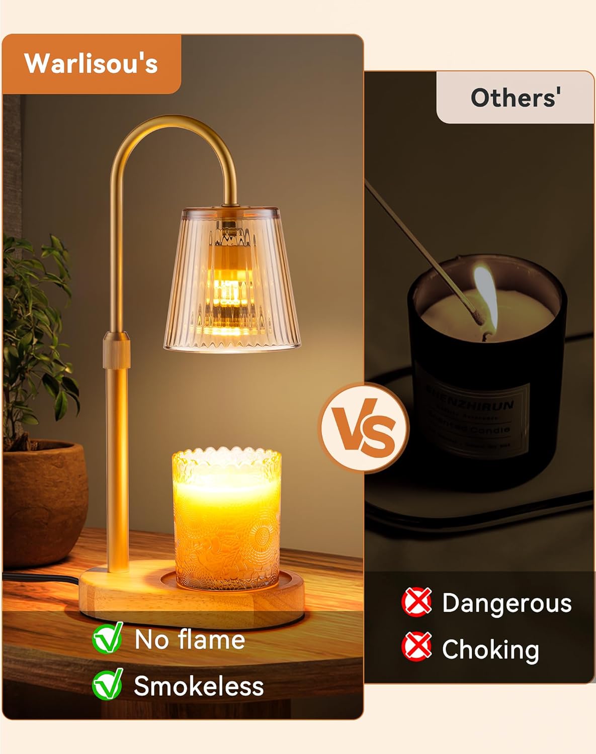 Skiennix Adjustable Candle Warmer Lamp - Dimmable Electric Wax Melter with Timer | Modern Home Decor Gift