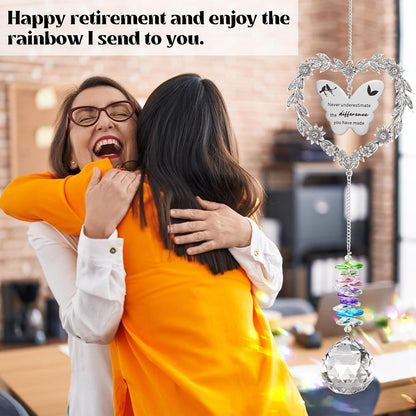Skiennix Retirement Gift Sun Catcher - Heart-Shaped Rainbow Maker Ornament for 2025 Farewell