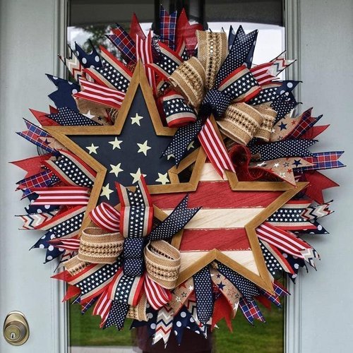250th Anniversary Patriotic Wreath - 3D Eagle Design for Front Door | All-Weather Red, White & Blue Decoration