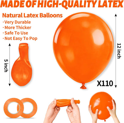 Orange Latex Balloons by [Brand Name] - 110pcs 12-Inch for Birthday Parties & Baby Showers