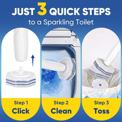 HHXI 30Ct Aromative Toilet Brush Refills, Toilet Bowl Cleaner Refills, Double-Layer Cleaning Pads Added, Compatible with Most Toilet Brushes，Blue Ocean（Patented）