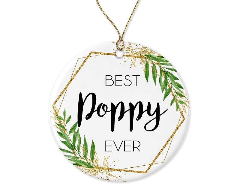Poppy Christmas Ornament – Ceramic, Double-Sided Print with Gold Ribbon
