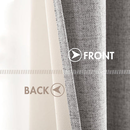 MIULEE 100% Blackout Linen Texture Curtains - Thermal Insulated Light Gray Drapes | 84 Inches, 2 Panels