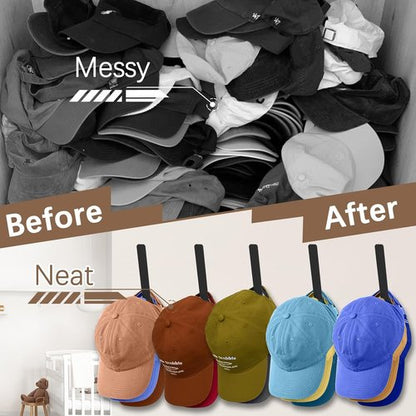 Kssvzz Metal Hat Racks - 5 Pack Heavy-Duty Wall Holder for Baseball Caps | Strong Adhesive, Black