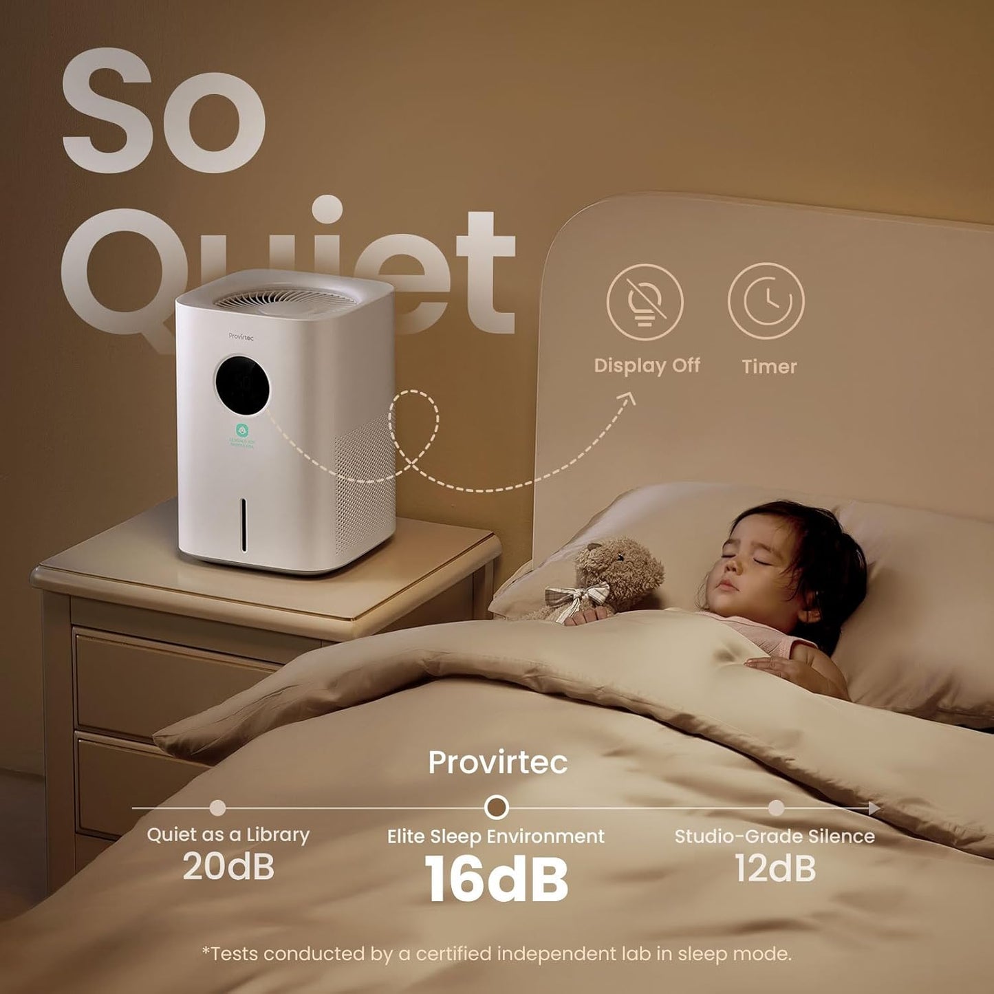 Provirtec Pro Baby Humidifier - Mist-Free, BPA-Free & Quiet 16dB | 4L Tank for Nursery & Kids