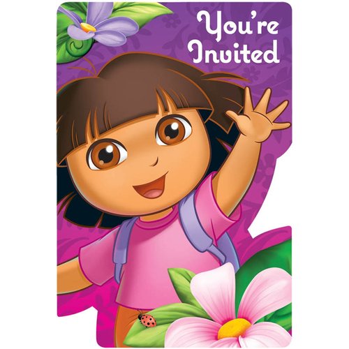 Amscan Invitations | Dora's Flower Adventure Collection | Party Accessory, 8 Ct.
