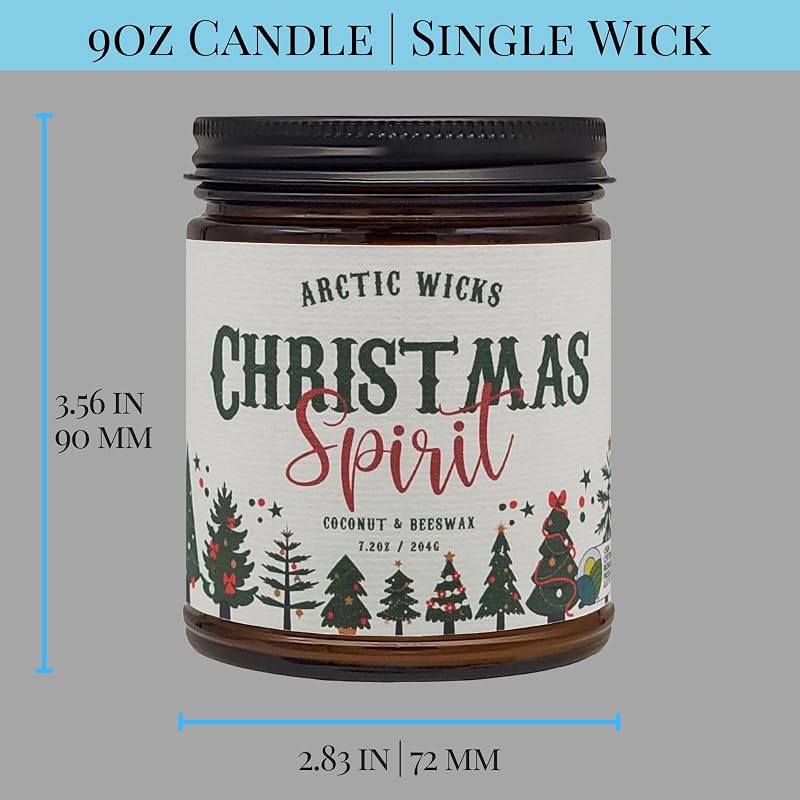 Coconut Beeswax Candle 9oz Amber, Non-Toxic Clean Burn – Scented Christmas Spirit