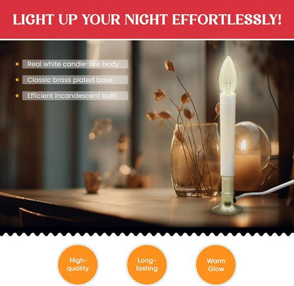 Creative Hobbies® Electric Window Candles - Pack of 6 with On/Off Switch & Brass Plated Base