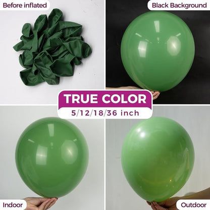 Bezente 36-Inch Sage Green Giant Balloons - 8 Pack Jumbo Olive Green Latex for Birthday & Bridal Shower Decor