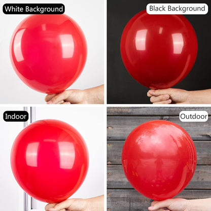 PartyWoo White & Red Balloons - 280 Pcs in 18/12/10/5 Inch Sizes | Perfect for Classic Arch Decor
