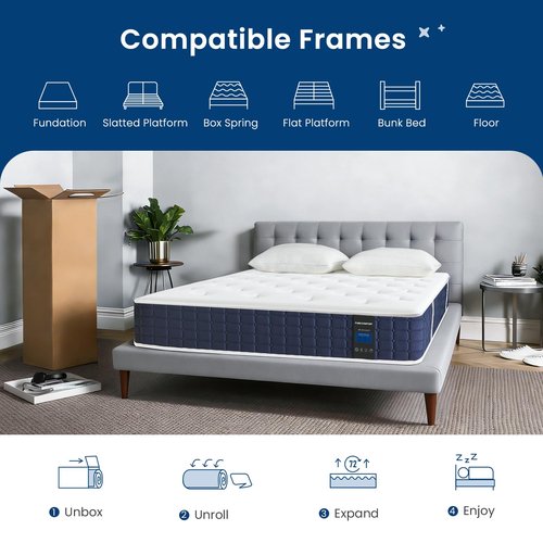Coolvie Twin XL Mattress 10 Inch, Hybrid Mattress in a Box, Pocket Innerspring & Cooling Memory Foam, for Pressure Relief, Medium Firm Feel, 100-Night Trial