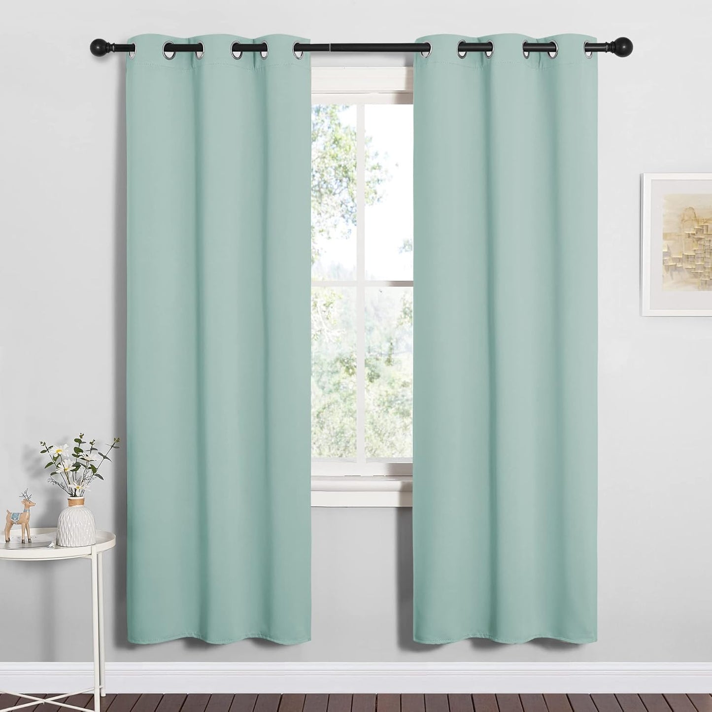 NICETOWN Blackout Curtain Panels - Thermal Insulated Draperies | Aqua, One Pair, 34 x 72 Inches