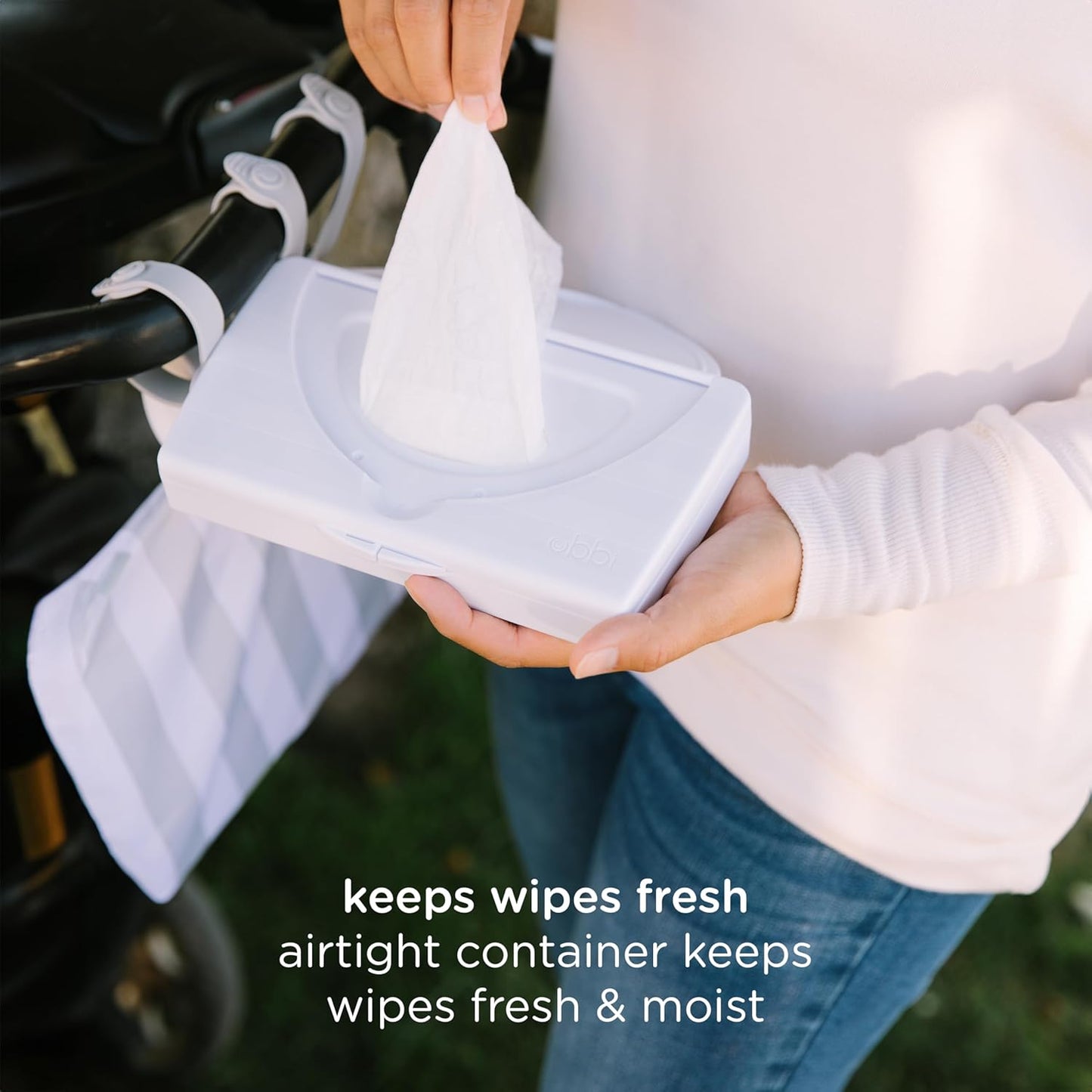 Ubbi Portable Baby Wipes Dispenser - Travel-Friendly Container for Diaper Bags | Reusable Gray Holder