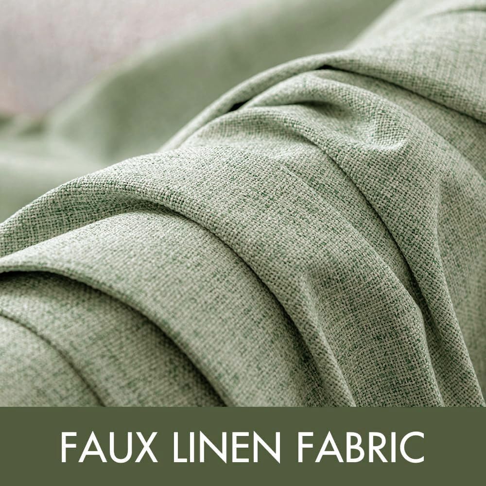 MIULEE Blackout Curtains - 100% Thermal Insulated Linen Texture Drapes | Sage Green, 52x120 Inch (2 Panels)