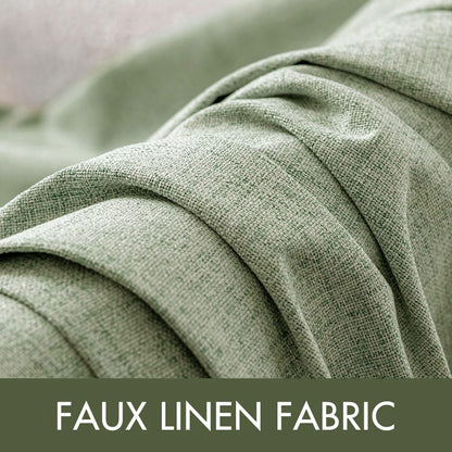 MIULEE 90-Inch Linen Texture Curtains - 100% Blackout Thermal Insulated Sage Green | Room Darkening Draperies (2 Panels)