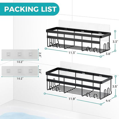 HomeHacks Shower Caddy - No-Drill Rustproof Organizer with Space-Saving Hooks | 2-Pack for Bathroom & Kitchen