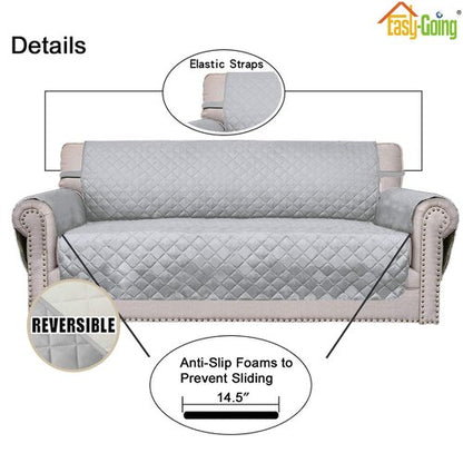Easy-Going Sofa Slipcover Reversible Loveseat Sofa Cover Couch Cover for 2 Cushion Couch Furniture Protector with Elastic Straps for Pets Kids Dog Cat (Oversized Loveseat, Light Gray/Ivory)