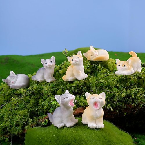 Exasinine Miniature Cat Figurines - 18 Cute Kittens for Fairy Gardens & DIY Terrarium Decor