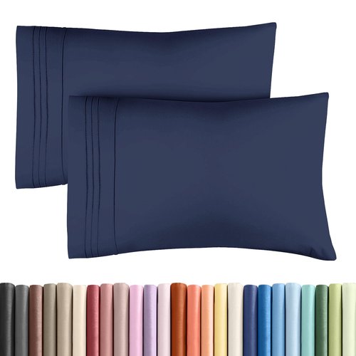 King Pillow Cases Set of 2 - Ultra Soft Hotel Quality Pillowcase Covers - Comfy, Cozy & Wrinkle Free - Shrinkage, Stain & Fade Resistant - Machine Washable Pillow Protectors - 2 Piece Set - Navy Blue
