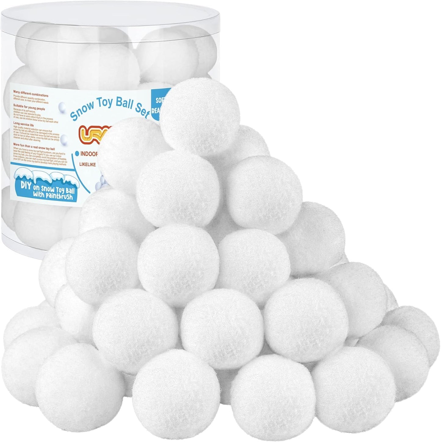 URATOT Snow Toy Balls - 40 Pack Plush Fake Snowballs for Indoor Winter Fun | Soft & Safe for Kids