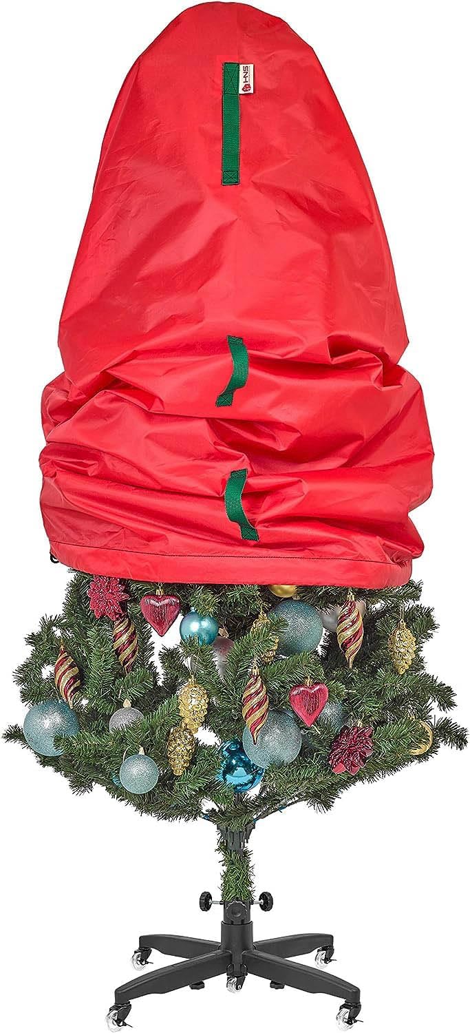 Skiennix Upright Christmas Tree Storage Bag - Durable Dustproof Cover for 5 Ft Artificial Trees | Easy to Use, Red