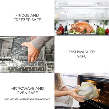 Large 4800 ML Glass Food Storage Container by [Brand Name] - Airtight Locking Lid | BPA-Free, Oven Safe for Vegetables, Fruits, and Casseroles