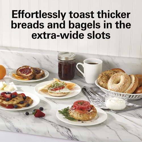 Hamilton Beach 2-Slice Toaster - Extra Wide Slots, Bagel & Defrost Settings, Black & Stainless Steel