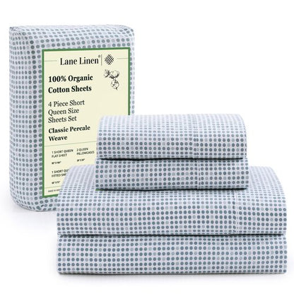 LANE LINEN RV Queen Bed Sheets Set - 100% Organic Cotton Sheets Short Queen Size, 4Pc Cooling Sheets for Bed, Hotel Luxury Bed Sheets Set, RV Queen Size Bed Set deep Pockets Upto 15" - Polka Dot