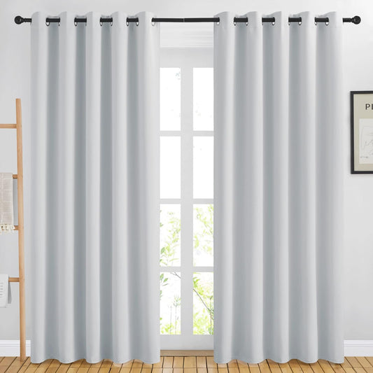 NICETOWN Blackout Curtains - Noise Reducing Thermal Insulated Drapes, 66 x 80 Inch, Greyish White, 2 Panels