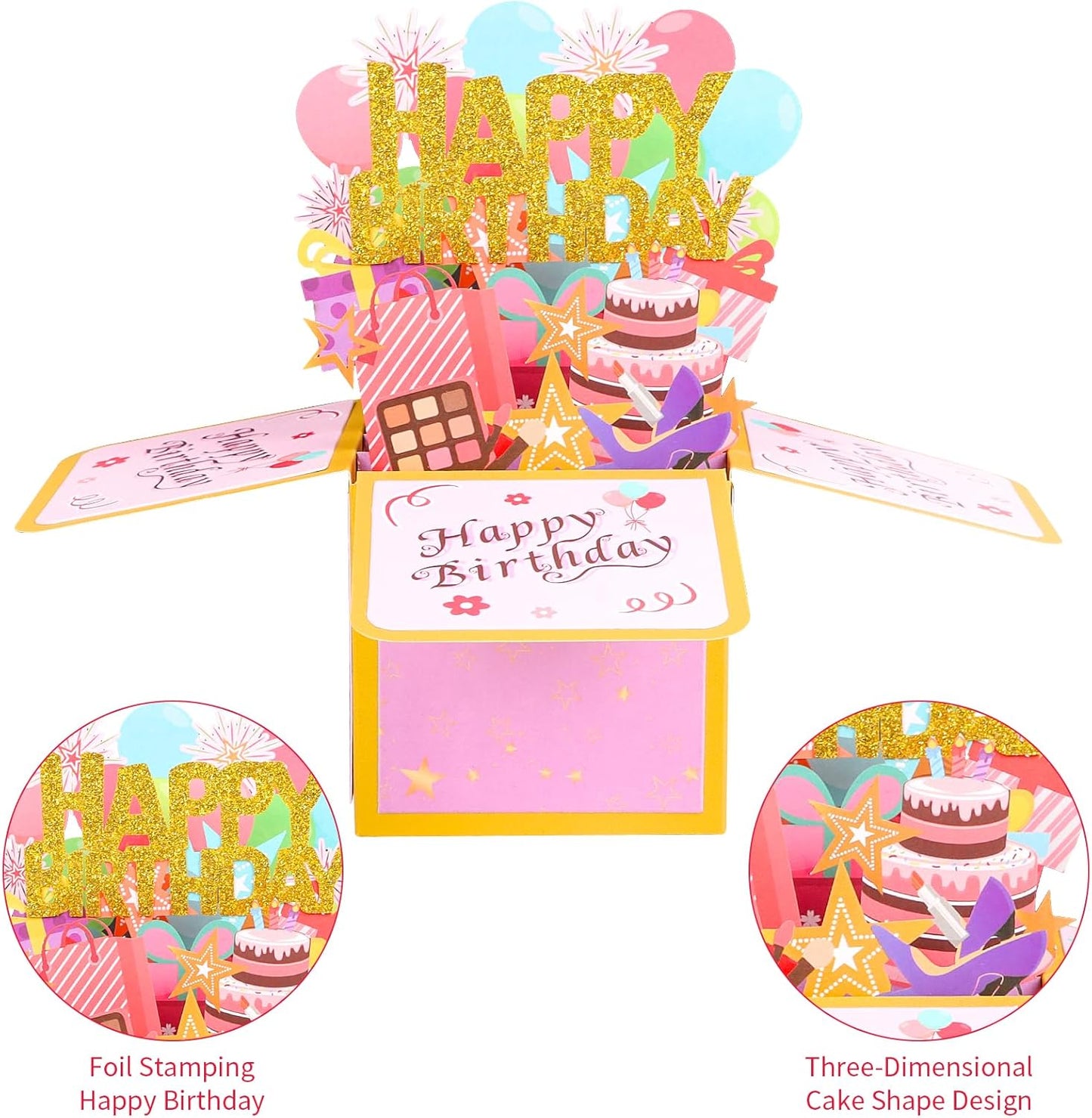 Steford Happy Birthday Pop-Up Card - Unique 3D Greeting Gift Box for Adults & Kids | Handmade Design