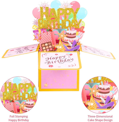 Steford Happy Birthday Pop-Up Card - Unique 3D Greeting Gift Box for Adults & Kids | Handmade Design