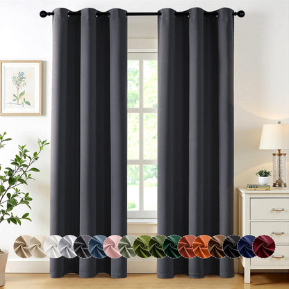MIULEE Dark Grey Blackout Curtains - Thermal Insulated Room Darkening Drapes | 72 Inches Long, 2 Panels