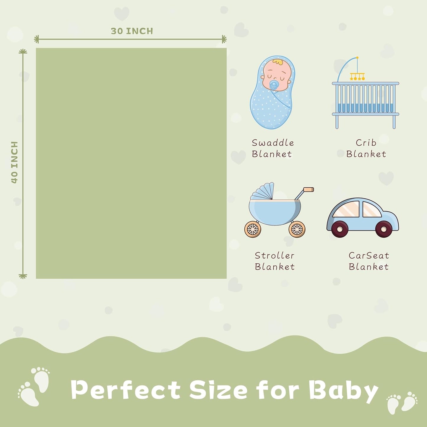 Yurhap Fleece Baby Blanket - Ultra Soft Heart Checkered Design for Boys & Girls | 30” x 40” (Green)