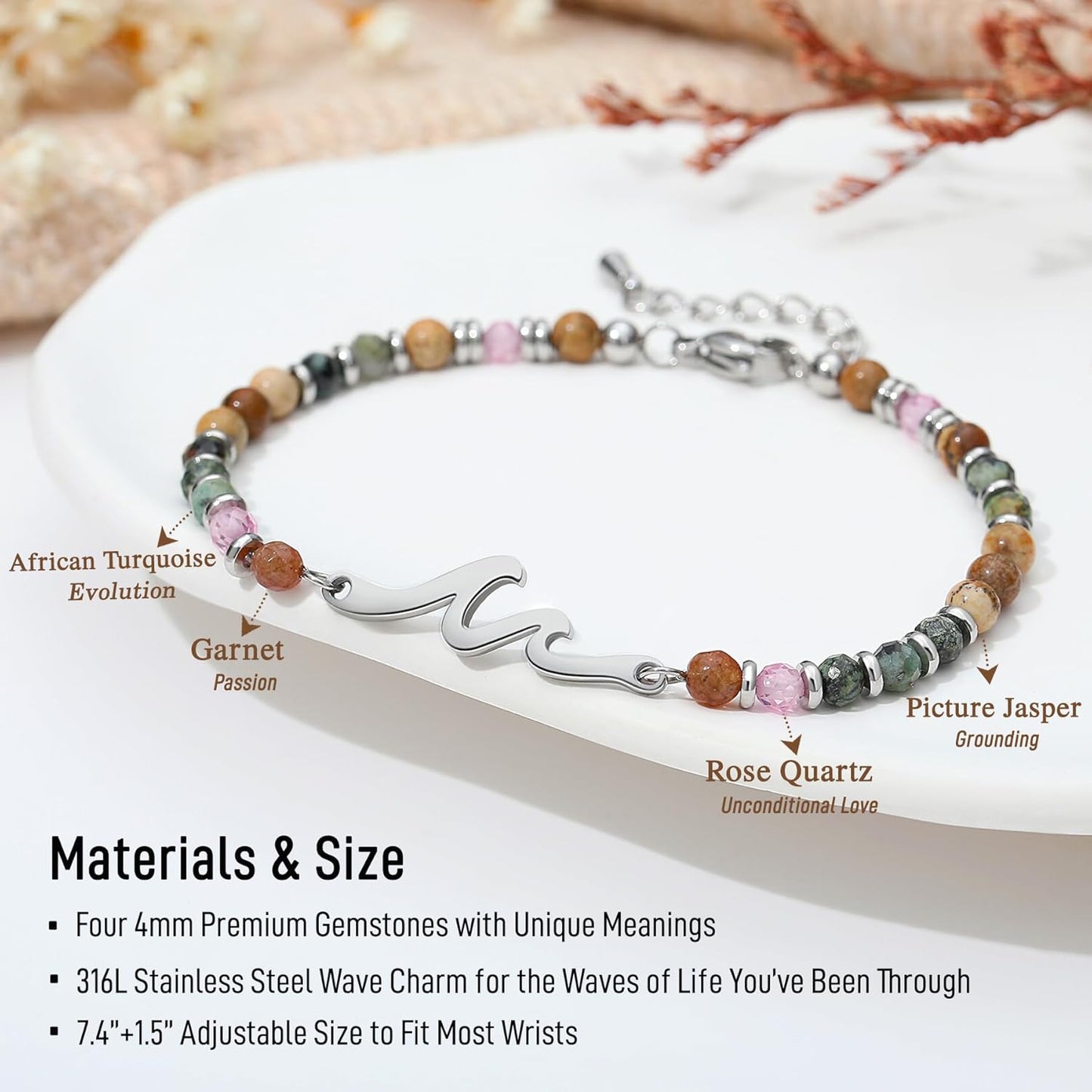 TONY & SANDY Friend Gifts for Women, Unique Birthday Gifts for Women, Sister Gift from Sister, Wave Bracelet, Christmas Easter Mother's Day Gift for Her, Bestie Friendship Bracelets