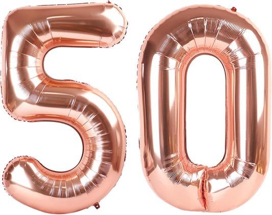 Skiennix 50 Balloon Number - 40 Inch Rose Gold Foil Decoration for 50th Birthday Party