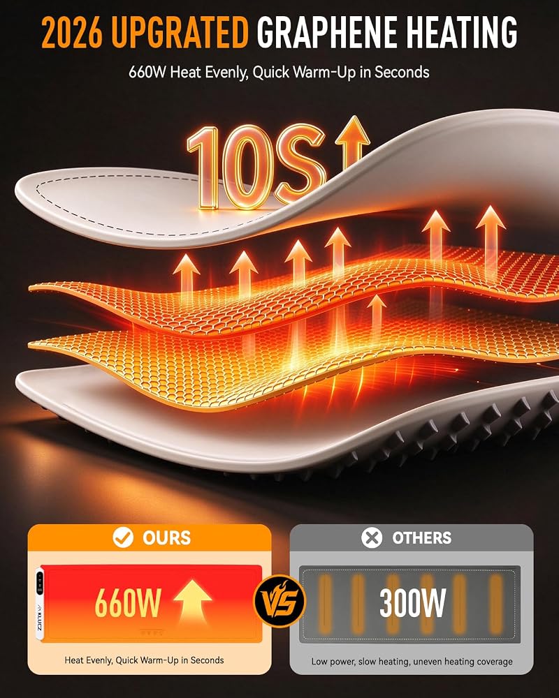 Warming Mat for Food, Extra Long 45x15 in - Graphene Rapid Heat, 6 Temps, 12h Timer, White