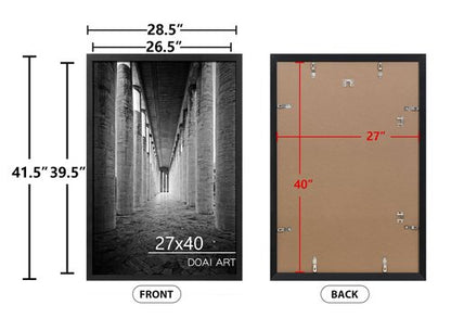 DOAI ART 27x40 Poster Frame Black, Poster Frames 27 x 40 inches or 27x40 Picture Frames with HD Plexiglass for Horizontal or Vertical Wall Mounting, Scratch-proof Safe and Artistic Large Photo Frame