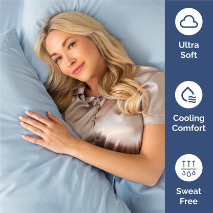 Split King Size 5 Piece Sheet Set - Comfy Breathable & Cooling Bed Sheets Set - Hotel Luxury Bedding for Women, Men, Kids, Teens, Boys & Girls - Deep Pockets, Soft, Wrinkle Free - Oeko-Tex - Sky Blue