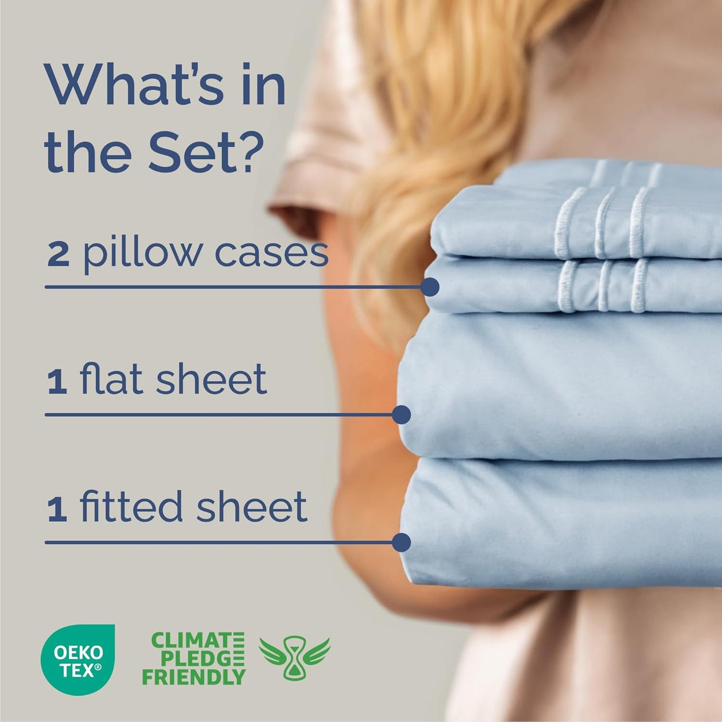 Queen Size 4-Piece Sheet Set | Skiennix Comfy Breathable Cooling Bed Sheets - Ultra-Soft, Deep Pockets, Sky Blue