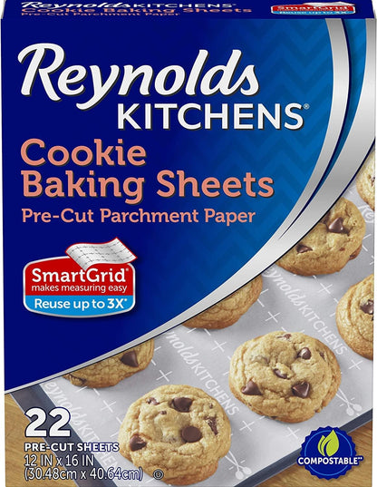 Reynolds Kitchens Parchment Paper Baking Sheets - Pre-Cut, 22 Sheets Per Pack (4 Packs)