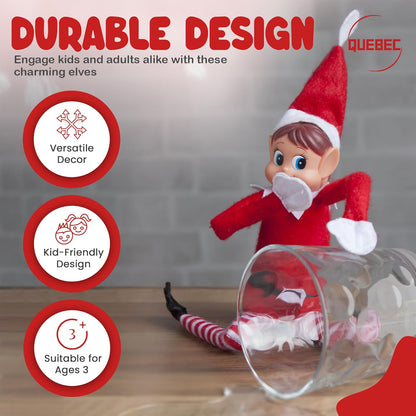 Quebec Christmas Mischief Makers - Naughty Santa’s Little Helper Elf Doll with Soft Body & Vinyl Face