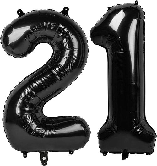 Black Number 21 Balloon - 40 Inch 21st Birthday Decoration for Men & Women | Party Supplies