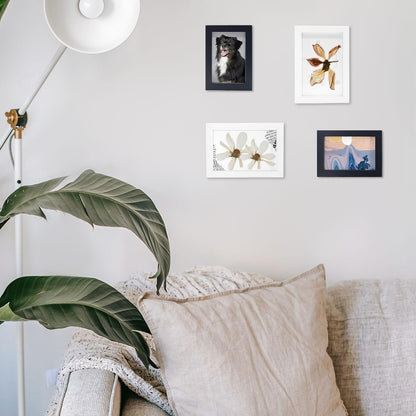 YOUKE OLA Set of 50 Picture Frame Bulk Photo Frames with Mat Wall Mounting Simple Photo Frames Multi Picture Frames for Wall or Tabletop, 5x7 inch Black